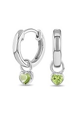 beautiful silver cubic zirconia heart August birthstone baby earrings